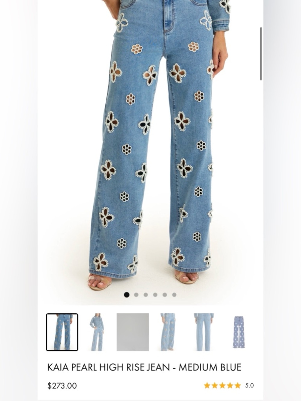 The Noli Shop KAIA Pearl HIGH RISE JEAN - MEDIUM BLUE